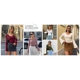 thumbnail image 5 of PRETTYGARDEN Women Fall Long Bell Sleeve Shirts Ribbed V Neck Fitted Ruched Trendy Y2K Going Out Tee Tops Summer Clothes, 5 of 10