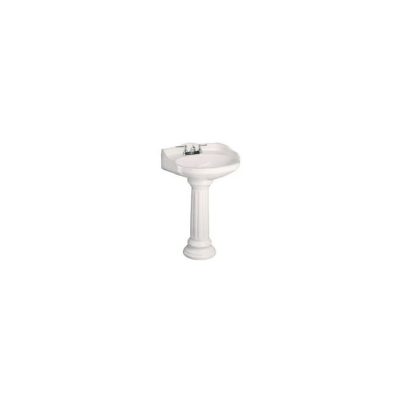 Homestock Asian Antique 8" Widespread Pedestal Lavatory With Mounting Hardware - Compact And Elegant Bathroom Sink - 18.88"D X 21.88"W X 35.5"H