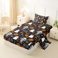thumbnail image 2 of Manfei Spooky Halloween Theme Twin Sheets,Kawaii Ghost Bedding,Black,3 Pieces,1 Fitted Sheet and 1 Pillowcase, 2 of 6