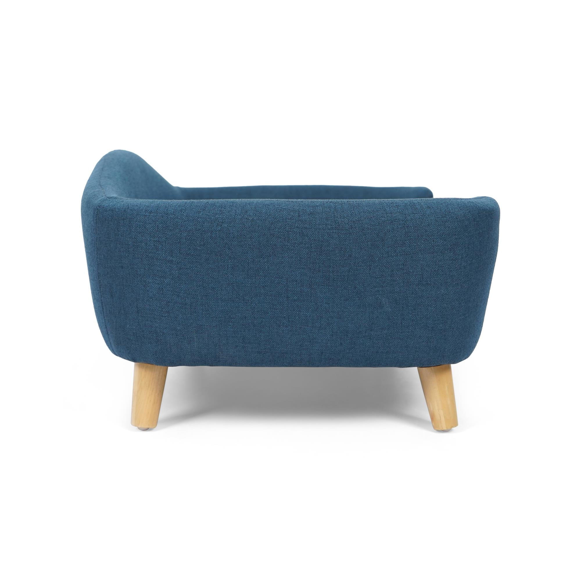 Pefilos Large Dog Couch Furniture, 30" Wide Pet Sofa for Medium Dogs with Removable Mattress, Luxury Raised Pet Couch Lounging Dog Bed with Anti-Slip Bottom, Blue