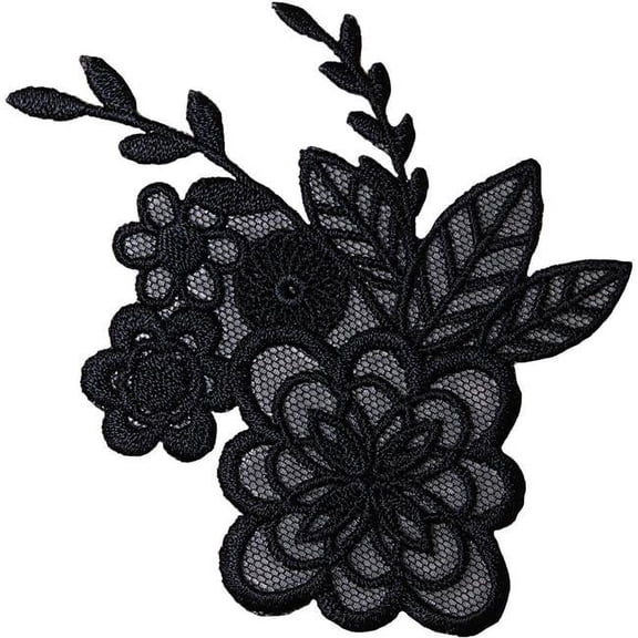 Wrights Iron-On Applique-Black Flower