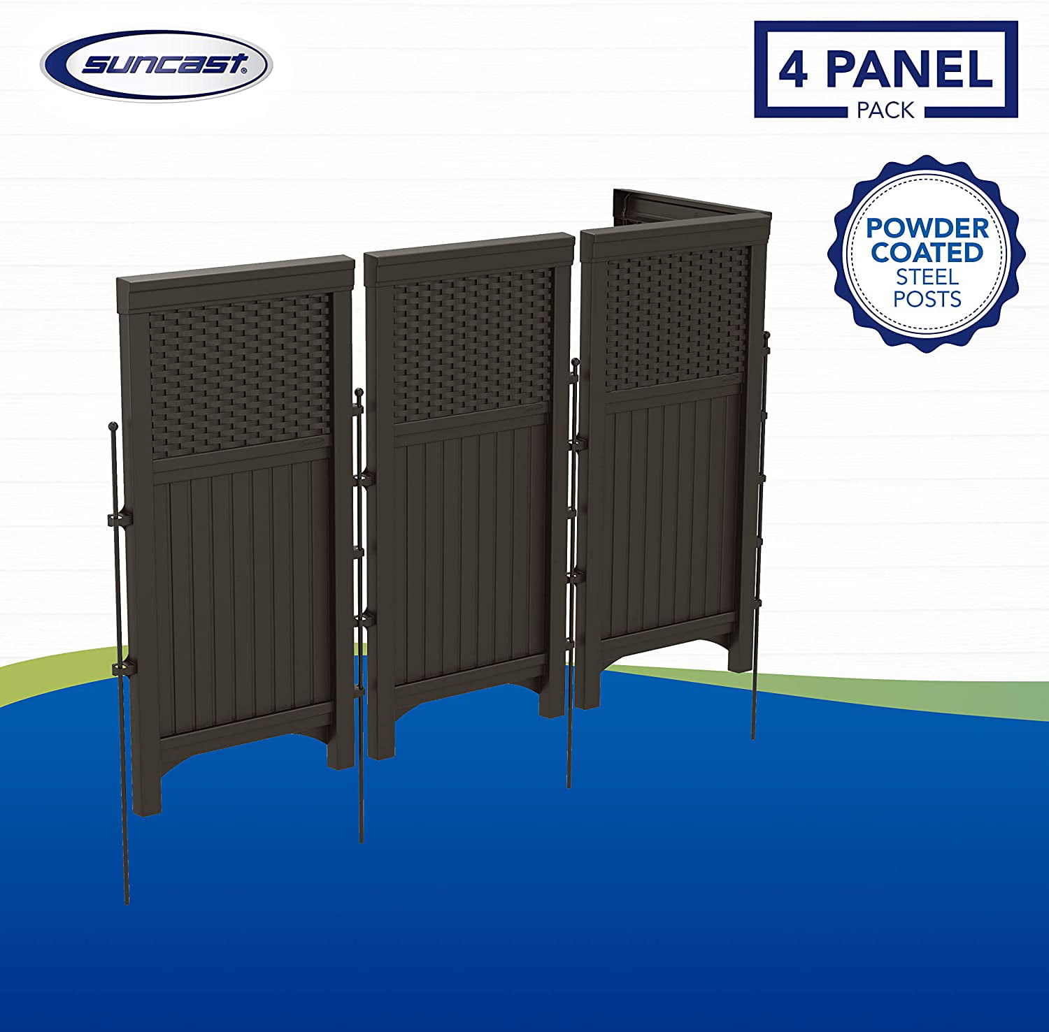 Brown Suncast 4 Panel Outdoor Screen Enclosure Air Conditioners Freestanding Wicker Resin Reversible Panel Outdoor Screen Perfect for Concealing Garbage Cans 