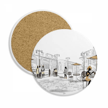 

Vacation Street France Landmark Coaster Cup Mug Tabletop Protection Absorbent Stone