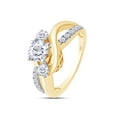 thumbnail image 3 of 1 Carat Round Cut Lab Created Moissanite Diamond Engagement Rings for Women 14K Yellow Gold Plated Silver Ring Twisting Moissanite Rings-7.5, 3 of 6