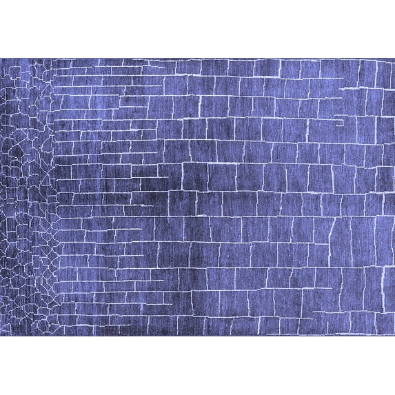 Ahgly Company Indoor Rectangle Solid Blue Modern Area Rugs, 7' x 9'