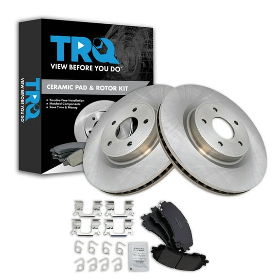 TRQ Front Brake Pad & Rotor Kit Brake Pads Brake Rotor Ceramic Fits Select 2014-2020 INFINITI Q50 2017 Q60 2016-2017 QX50