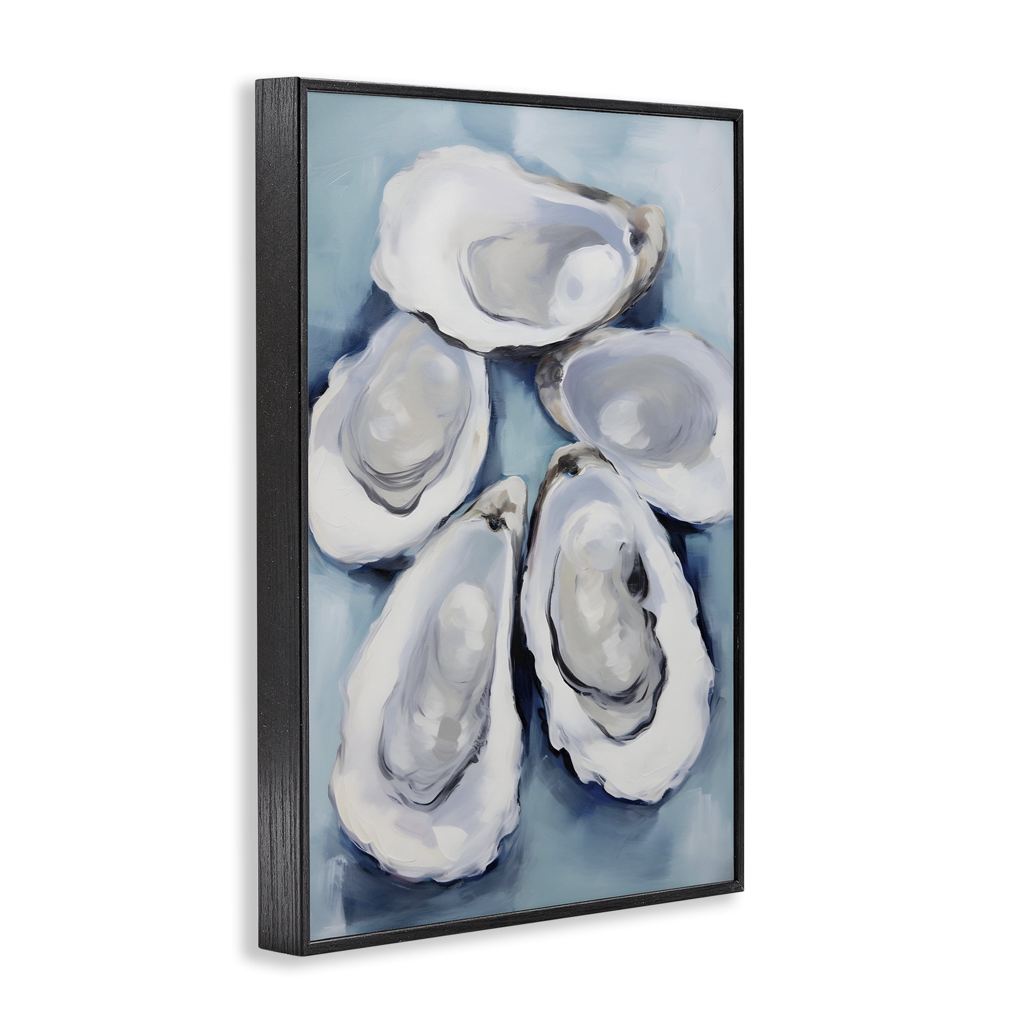 Stupell Industries Five Oyster Shells Animals & Insects Painting Black Framed Art Print Wall Art, 12 x 18