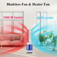 thumbnail image 3 of 20 Inch Heater 1400 Watt Heater Fan and 40 Watt Cold Fan, 80° Oscillating Fan, All the Season Use, Remote and Touch Control, Floor Tower fan, Blue White, 3 of 5
