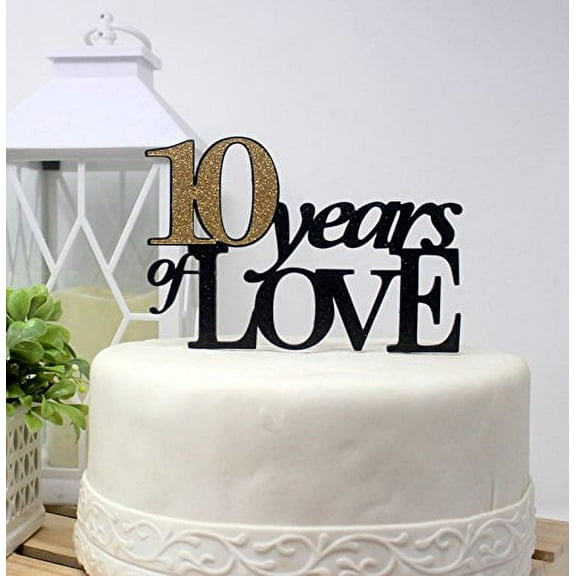 10 Years of Love Cake Topper, 1pc, 10th Anniversary Cake Topper, 10th Anniversary Decoration