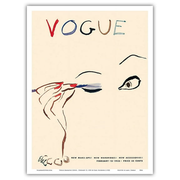 Fashion Magazine - February 15, 1935 - Vintage Magazine Cover by Carl Erickson c.1935 - Master Art Print (Unframed) 9in x 12in