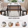 thumbnail image 5 of PORKISS Dining Table Set for 4, 3-Piece Kitchen Table Set with 2 Benches, Dining Room Table Set with Metal Frame, Breakfast Nook Furniture Set for Home Cafeteria Bar Dining Room, Gray and White, 5 of 8