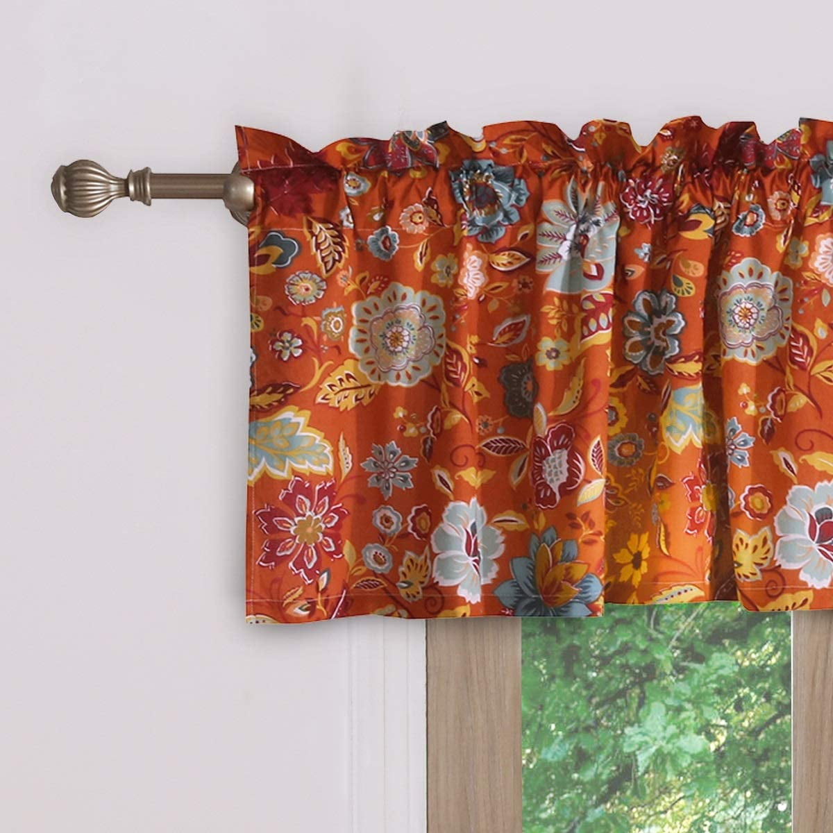 Global Trends Amanda Contemporary Floral Print Window Valance, Spice ...