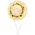 thumbnail image 1 of Sombrero para mascotas Bling Bling mini de paja con flores compacto y liviano, 1 of 12