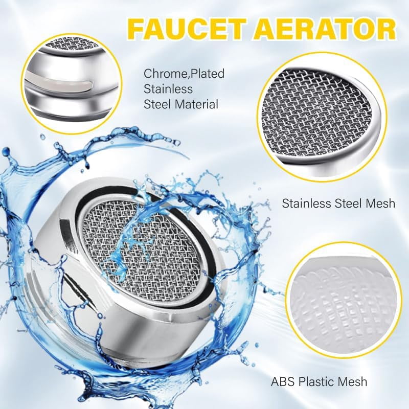 MHAWBL-6 Pack Faucet Aerator Bathroom Sink Aerator Regular Standard Replacement Parts with Brass Shell 15/16-Inch Male Threads Aerator Faucet Filter Gasket and Wrench Suitable for Kitchen and Bathroo