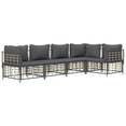 thumbnail image 3 of vidaXL 5 Piece Patio Lounge Set with Cushions Anthracite Poly Rattan, 3 of 7