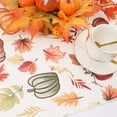 thumbnail image 3 of OVZME Joyce Fall Leaves Table Runner for Kitchen Dining Table, Thanksgiving Autumn Printed Harvest Pumpkins Maple Leaves for Halloween Holiday Home Decorations, Water-Proof, Washable, 13" W x 48" L, 3 of 6
