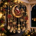 thumbnail image 3 of Ynsdnzl Christmas Vintage Hanging Ornament, Santa Sleigh & Reindeer Scene, Acrylic Crystal Tassel Design, Festive Wall Window Door Decor, Holiday Accent, 3 of 6
