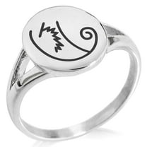 Stainless Steel Reiki Motor Zanon Wellness Minimalist Oval Top Polished Statement Signet Ring