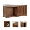 thumbnail image 6 of Kate and Laurel Furrow Modern Wooden Sliding Ribbed Door Wall Cabinet, 30 x 10 x 14, Black, Decorative Storage Cabinet with Sliding Door for Use as Floating Nightstand or Floating TV Shelf, 6 of 11