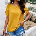 thumbnail image 2 of Women's Flowy V Neck Ruffle Sleeve Blouse Elegant Casual Summer Top Lightweight Comfortable Dressy Tunic Shirt, 2 of 2