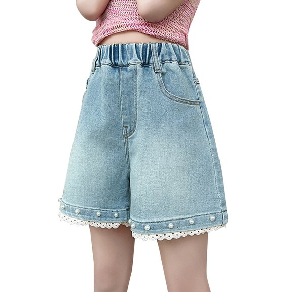 HIPYLO Biker Shorts Pack Teen Girl Clothes 12-14 Years Old 10/12 Girls Clothes 3t Girls Red and White Shorts Hoop Shorts 7-8 Girls Shorts, Light Blue 10-11 Years