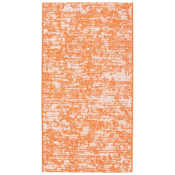 SAFAVIEH Courtyard Isolde Abstract Indoor/Outdoor Area Rug, Orange/Ivory, 2' x 3'7"