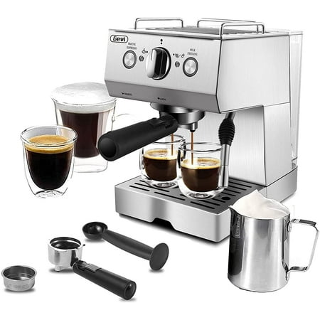 Gevi Silver Used - Acceptable Stainless Steel 15 Bar Espresso Machine 2 Shot Pump