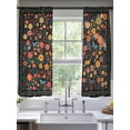 thumbnail image 2 of Boho Black Flowers Sheer Curtains 63 Inch Length 2 Panels Set Window Treatments, Spring Abstract Watercolor Floral Leaf Rod Pocket Semi Curtains for Living Room/Bedroom/Kitchen Décor, 104"W x 63"L, 2 of 7