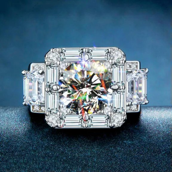 MATROOY Fashion Cubic Zirconia Men 925 Silver Filled Rings Anniversary Jewelry Sz 6-10-10-Silver