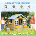 thumbnail image 3 of Outsunny Wooden Playhouse for Kids, Adventures Cottage, with Working Door, Windows, Bench, Service Station, Flowers Pot Holder, for 3-7 Years Old Blue, 3 of 9