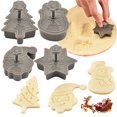 thumbnail image 2 of Moldes para galletas, 4 piezas de molde navideño, molde para galletas navideñas D, molde para hornear con presión de resorte, rendimiento de primer nivel, 2 of 8