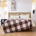 thumbnail image 2 of Sherpa Blanket Fleece Throw Blanket Twin Plaid Thick Bed Blanket Soft Warm Cozy Brown Checkered Throw Blanket * 50"x60", 2 of 7