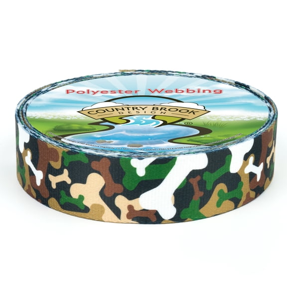 Country Brook Design - Woodland Bone Camo Polyester Webbing (1 1/2 Inch, 20 Yards)
