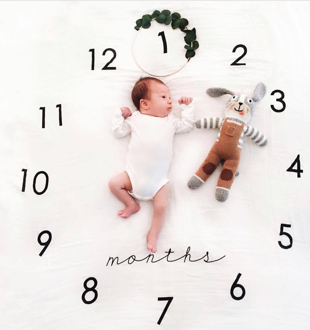 Newborn Baby Milestone Blanket Flannel Mat Photography Prop Monthly Growth UK 