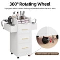 thumbnail image 5 of DreamCurship Beauty Salon Trolley Cart, Salon Cabinet with 360°Wheels, 3 Drawer, 6 Tool Holders, Barber Hair Stations for Salon Beauty Spa, White, 5 of 12