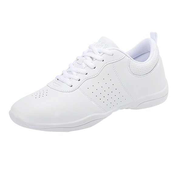 NOKIO Women’s White Athletic Sneakers Non-Sli𝗉 Lightweight Dance Cheerleading Shoes with Flexible Sole for Training Tennis Competition Enhanced Stability