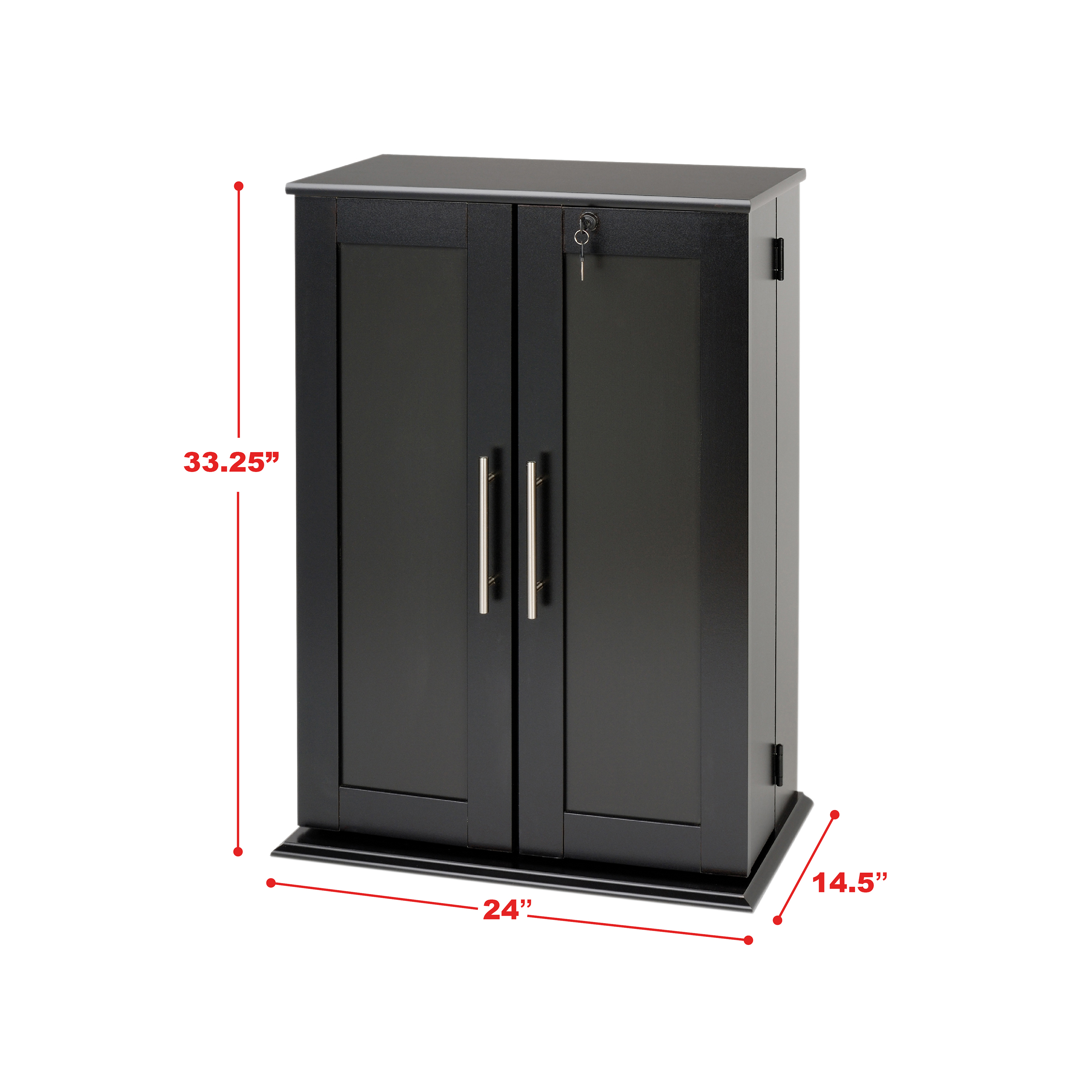 Prepac Locking Media Storage Cabinet with Shaker Doors, Black - image 4 of 6