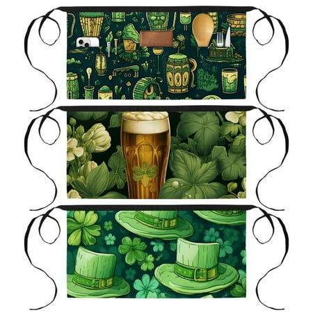 

St. Patrick s Day Garden Apron with 3 Pockets Printed Design - Work Apron for Gardening and Outdoors