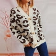 thumbnail image 2 of Cardigan Women Loose Casual Leopard Print Long Sleeve V Neck Knit Sweater Women's Cardigans, 2 of 8