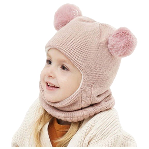 Splozh Toddler Beanie Hat Winter Boy Children Hats Comfortable Soft Fleece Lined Warm Stylish Pullover Neck Hats Pink,2-7 Years
