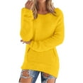 thumbnail image 2 of Long Sleeve Tops Pullover Sweaters for Women Casual Solid Long Sleeve Jumper Sweaters Blouse Sweaters for Women Yellow XXXXXL, 2 of 5