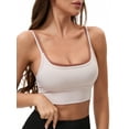 thumbnail image 4 of INSPIRE CHIC Women's Double Spaghetti Strap Slim Fit Longline Full Coverage Workout Padded Sports Bras S Khaki, 4 of 4