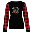 thumbnail image 4 of Long Sleeve Round Neck Christmas T-Shirt for Women Merry Christmas Buffalo Plaid Raglan Holidays Baseball Tee Tops, 4 of 5
