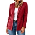 thumbnail image 3 of Womens Faux Suede Blazer Business Casual One Button Slim Suit Jackets Lapel Collar Solid Color Trendy Outfits Red M, 3 of 9
