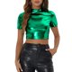 thumbnail image 1 of INSPIRAR CHIC Blusas Cortas de Cuello Alto de Fiesta para Mujeres de Manga Corta Metálicas L Verde, 1 of 6