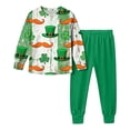 thumbnail image 2 of Girls Boys St. Patrick's Day Outfits 2PC Comfy Casual Print Long Sleeve Pullover Tops with Pants Sets Green 6 7-8 Years, 2 of 8