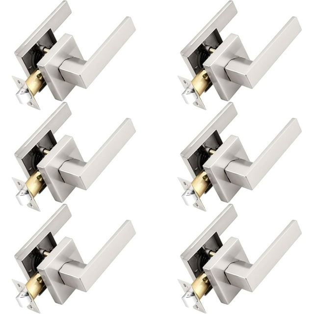 Leviers Mats pour Porte de Passage, Poignées Carrées pour Hall et Garde-Robe, Poignées de Porte Robustes pour Intérieur, Ensembles de Leviers Anti-Blocage Réversibles pour Porte Droitier/gauche