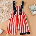thumbnail image 6 of WUXIAN Toddler Boys Girls Independence Day Striped Printed Overalls Shorts With Pocket Spaghetti Trousers Romper 4th Of July Jumpsuit Comfort Baby Streetwear,Blue,9-12M, 6 of 6