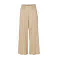 thumbnail image 4 of Sngxgn Women's Solid Color Loose Casual Drawstring Elastic Waist Cropped Pants(Khaki,XXL), 4 of 4