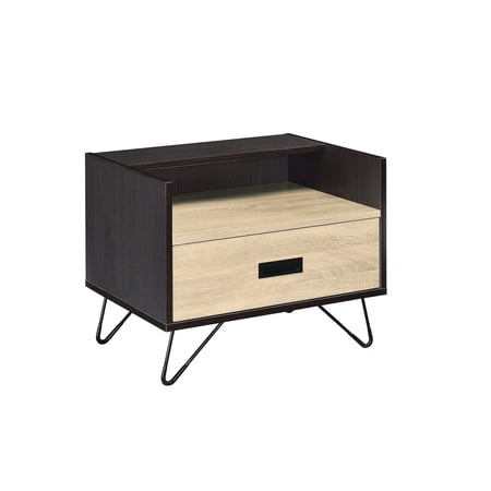 Modern Nightstand With 1 Drawer And Open Shelf Black Oak Metal Legs Transform Your Bedroom Living Room Oak Storage Space Legged Make More Mesmerizing
